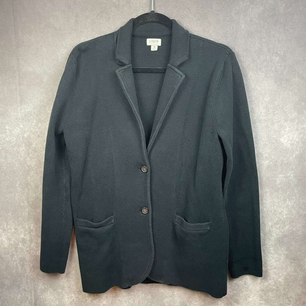 J. Crew Knit Blazer Medium Black Jacket Work Office Career Professional Academia
